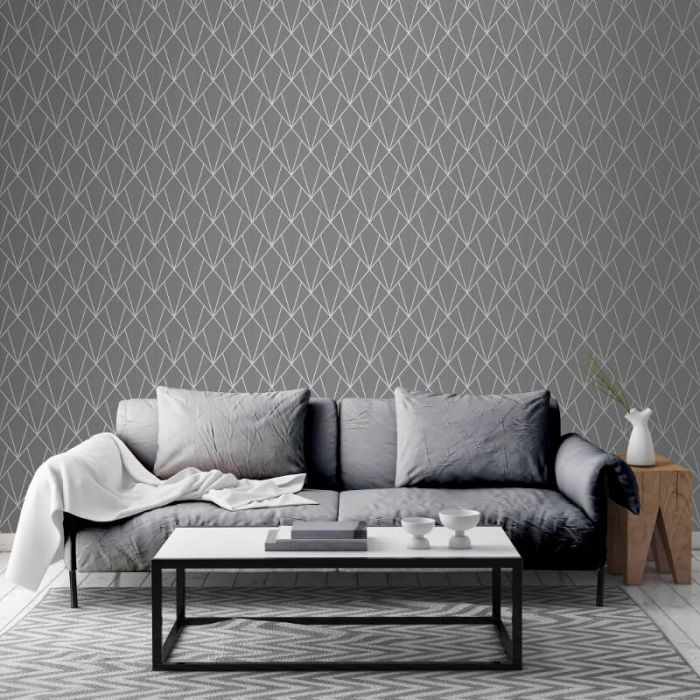 Indra Geometric Wallpaper Charcoal