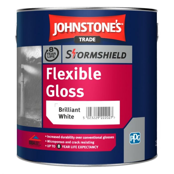 Johnstone's Trade Stormshield Flexible Gloss Paint - Brilliant White