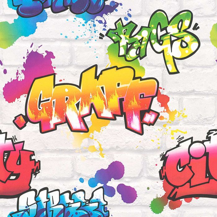 Kids Multi Graffiti Wallpaper 