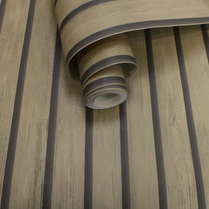 Wooden Slat Panelled Wallpaper Light Oak