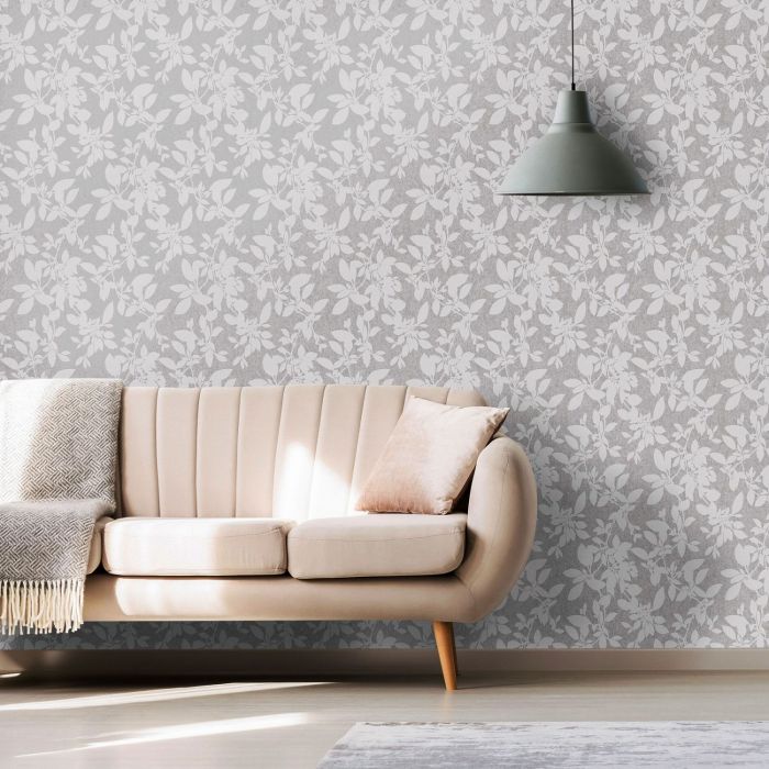 Linden Floral Sparkle Wallpaper Grey