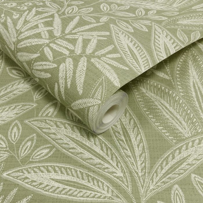 Crown Sahara Leaf Fern Wallpaper - Green