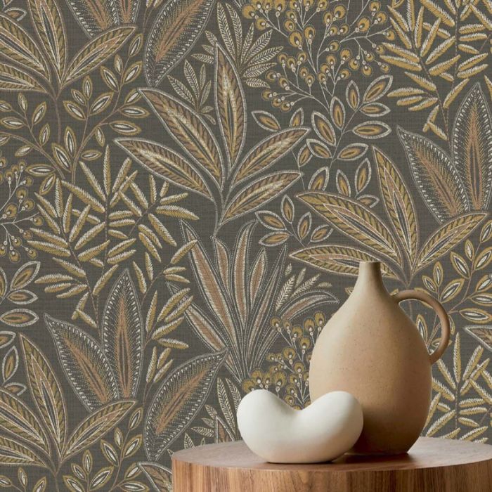 Crown Sahara Leaf Fern Wallpaper - Mocha
