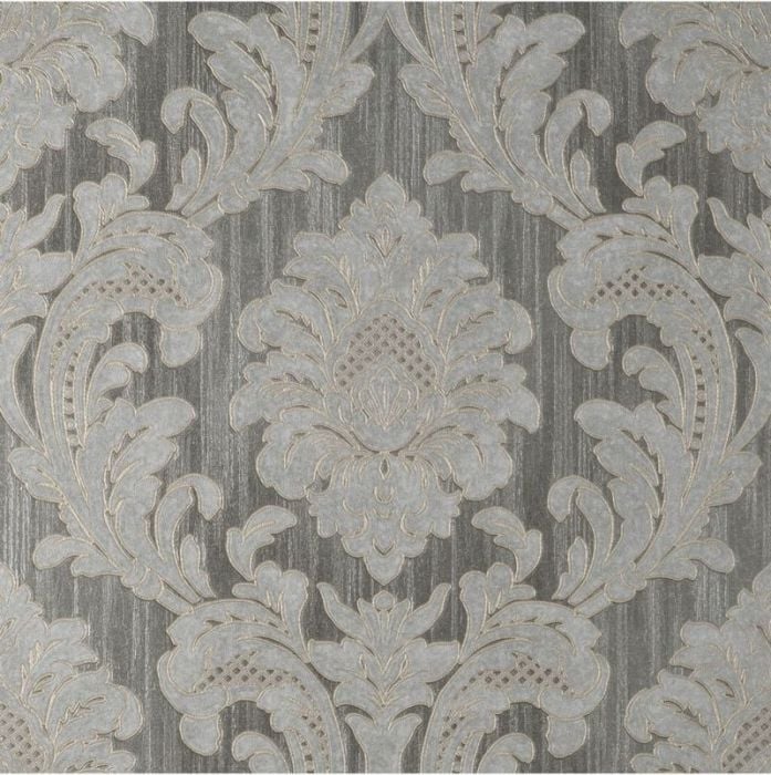 Milano Damask Luxury Textured Wallpaper Grey