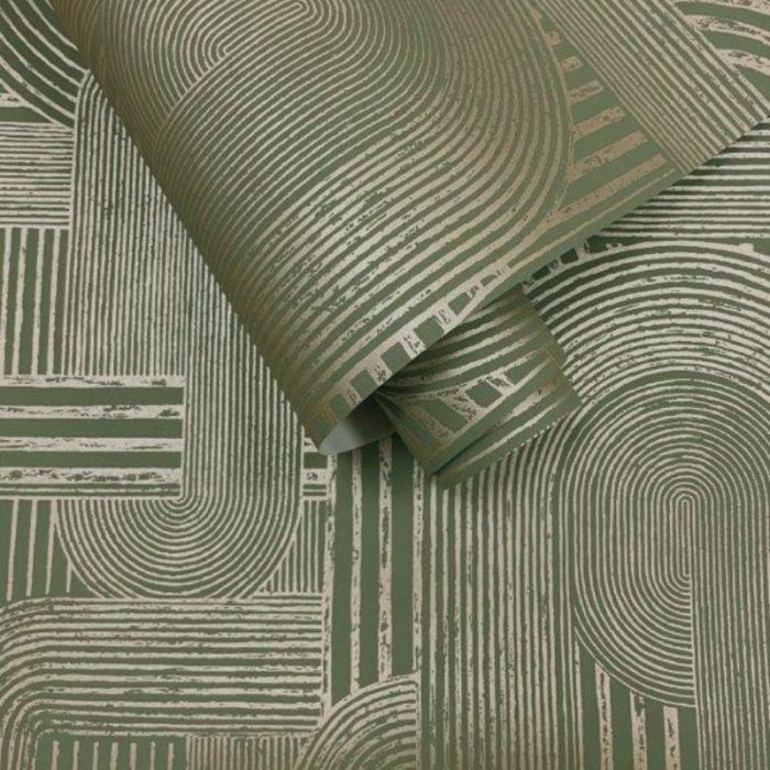 Macrame Geometric Metallic Wallpaper - Khaki