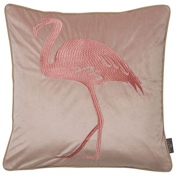 Malini Flamingo Pink Embroidered Cushion
