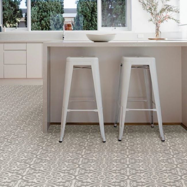 Modern Floorpops Opaline Self Adhesive Vinyl Floor Tiles Marble White Kitchen 