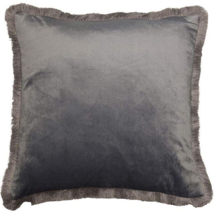 Malini Meghan Grey Fringed Cushion