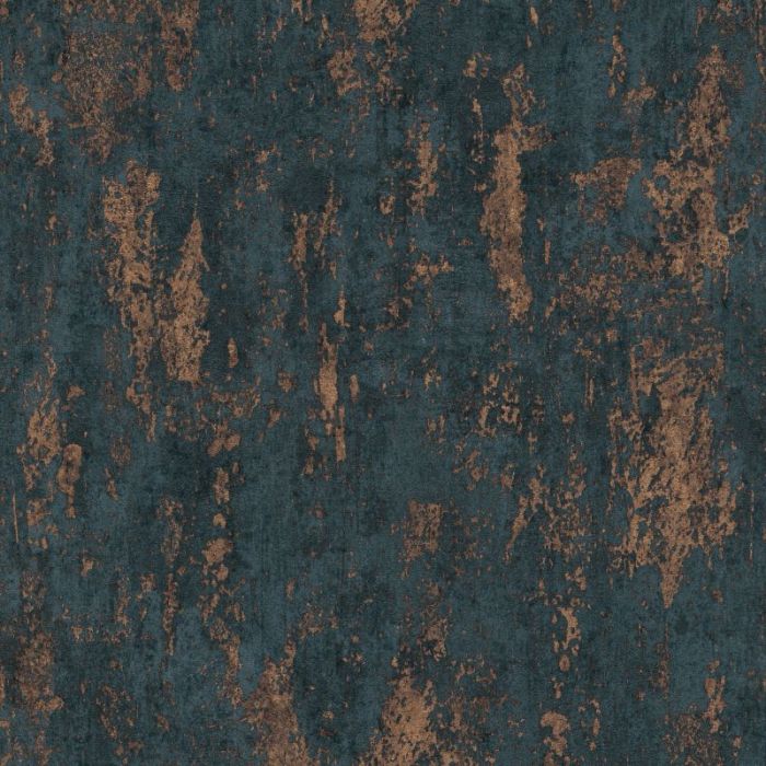 Metallic Industrial Textured Navy & Cooper Wallpaper | DCO