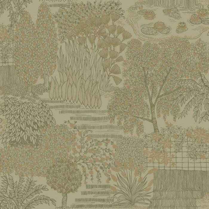 Mirissa Japanese Garden Wallpaper - Khaki