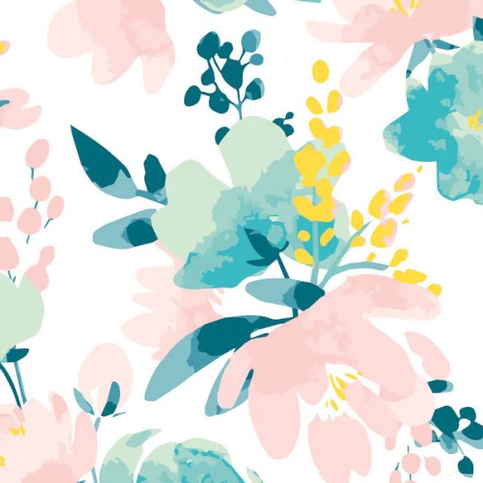 Origin Graphic Flower Wall Mural Blush/Jade