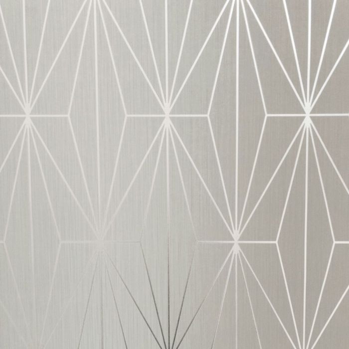 Kayla Metallic Geometric Wallpaper Fawn & Silver