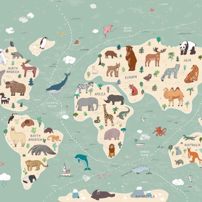 Origin Children's World Map Wall Mural Multi