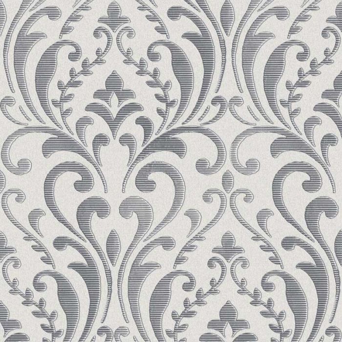 Regal Damask Wallpaper Silver & Grey