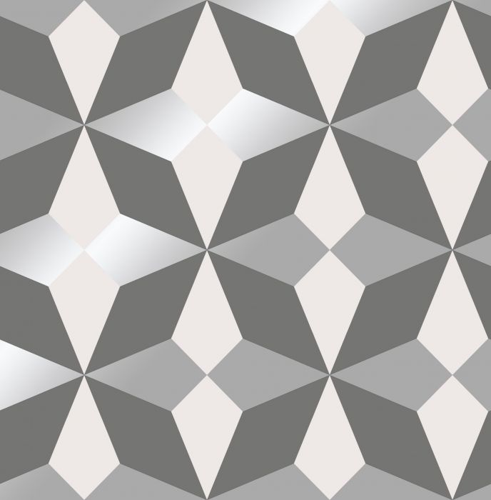 Nova Geometric Metallic Star Wallpaper Grey
