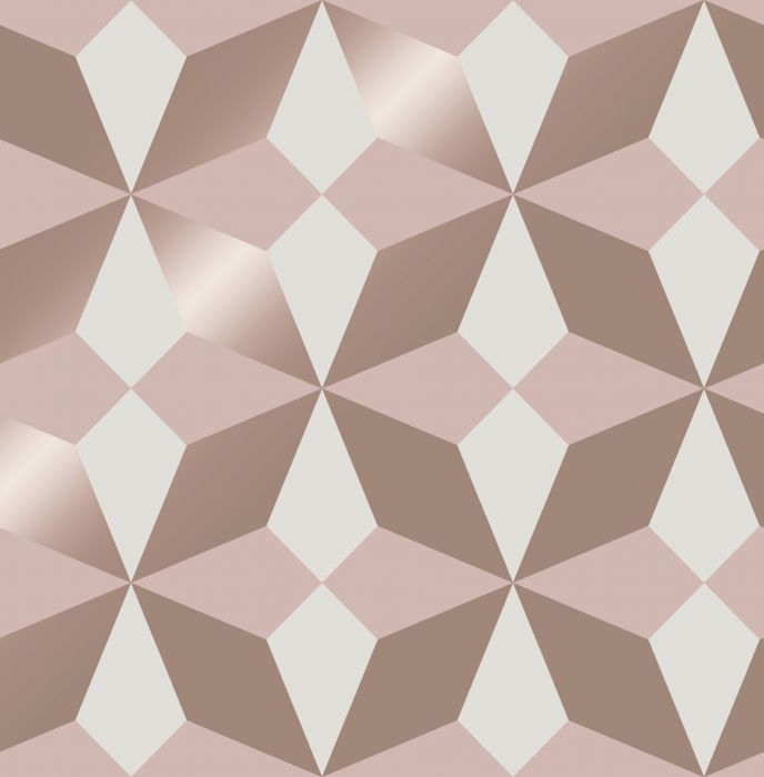 Modern Geometric Hexagon Wallpaper Blush Pink Rose Gold Rasch 270310 