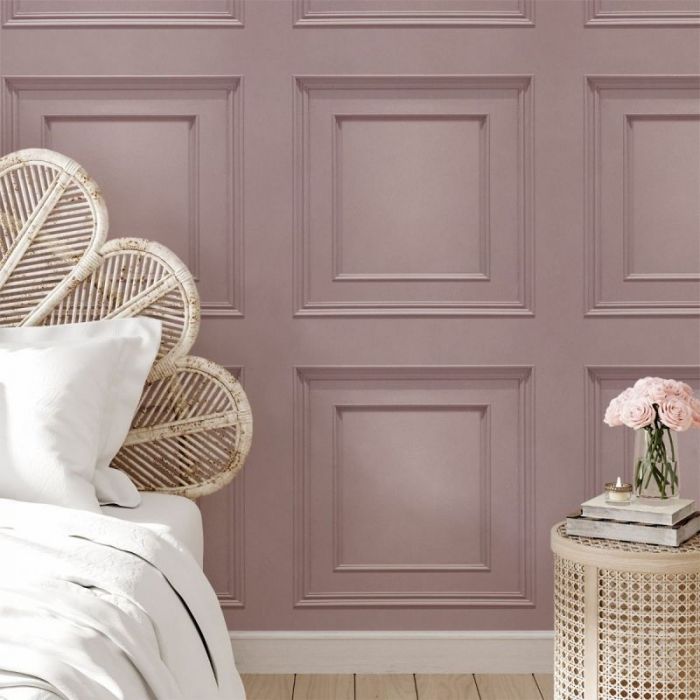 Oliana Wood Panel Effect Wallpaper Pink
