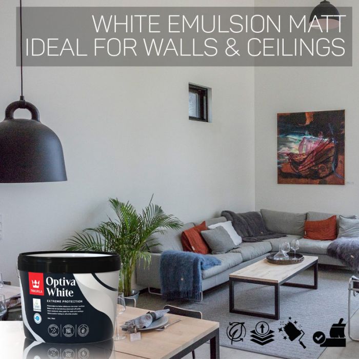 Tikkurila Optiva White Scrubbable Matt for Walls & Ceilings