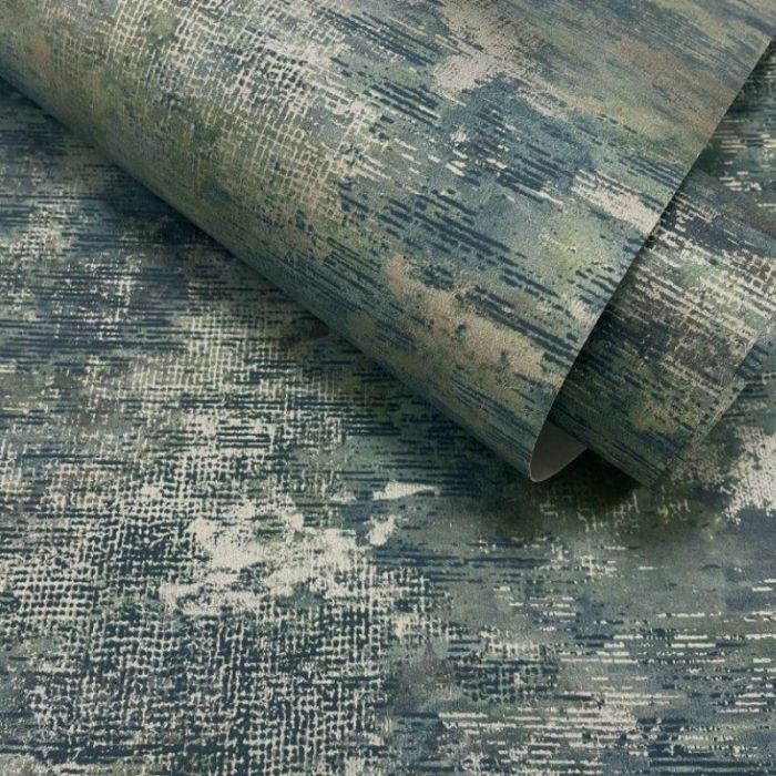 Ozbek Metallic Wallpaper - Teal / Navy