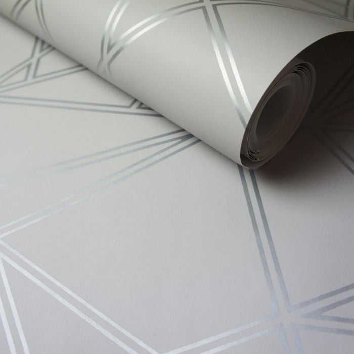 Palladium Geometric Metallic Wallpaper Silver