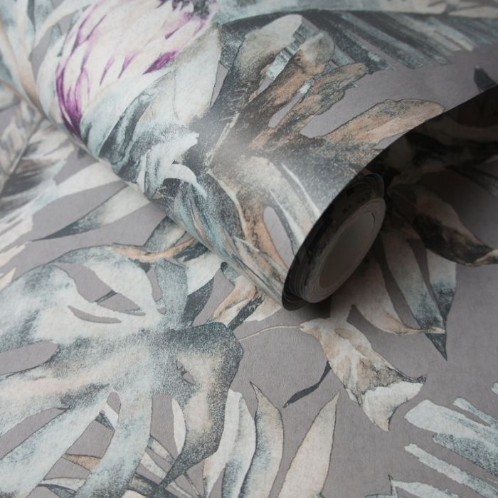 Protea Botanical Flower Wallpaper Grey