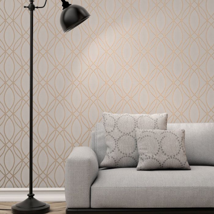 Pulse Ogee Wave Wallpaper Taupe