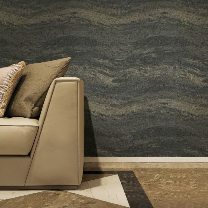 Mineral Texture Luxury Heavyweight Black and Gold Wallpaper 