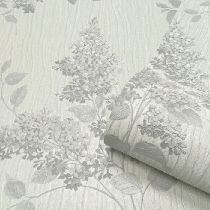Tiffany Fiore Printed Textured Wallpaper- Fiore Soft Silver