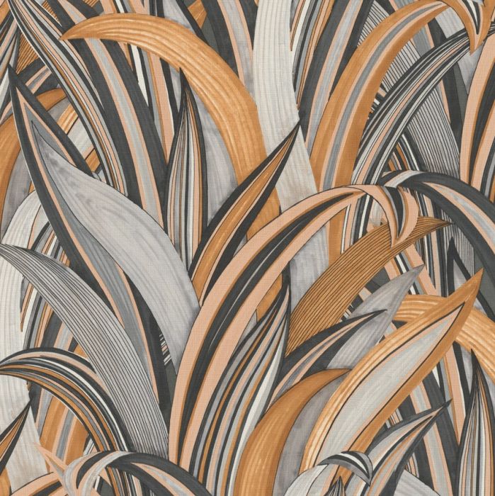 Sansevie Tropical Leaf Wallpaper Burnt Orange