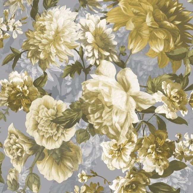Secret Garden Wallpaper Yellow & Silver