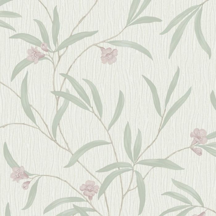 Tiffany Floral White/Sage Heather Wallpaper