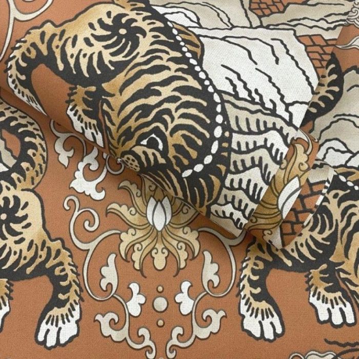 Tora Oriental Tiger Wallpaper Burnt Orange