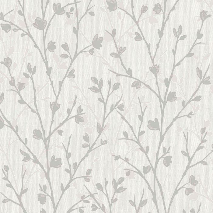 Twiggy Floral Wallpaper Grey