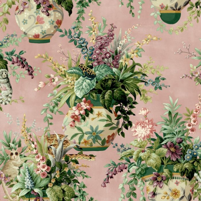 Floral Vase Pink Wallpaper