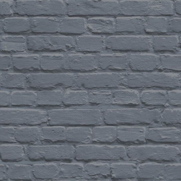 Metallic 3D Effect Brick Wallpaper Blue