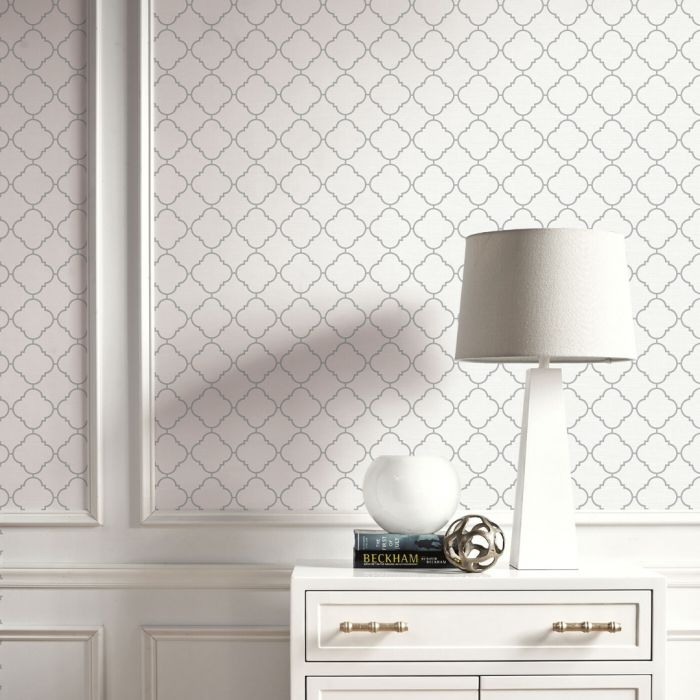 Trellis Metallic Wallpaper White/Silver