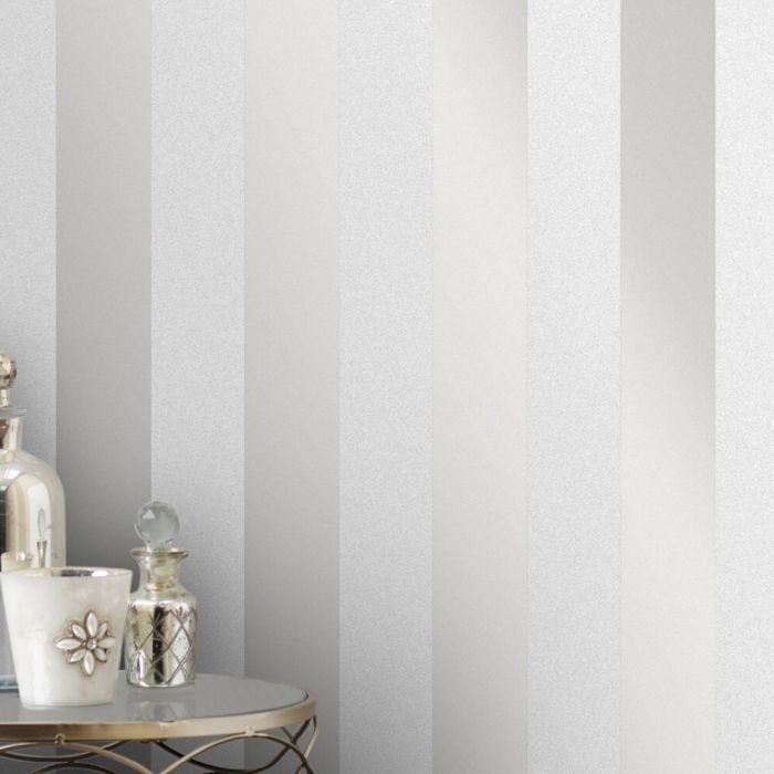Monaco Sparkle Metallic Stripe Wallpaper Silver