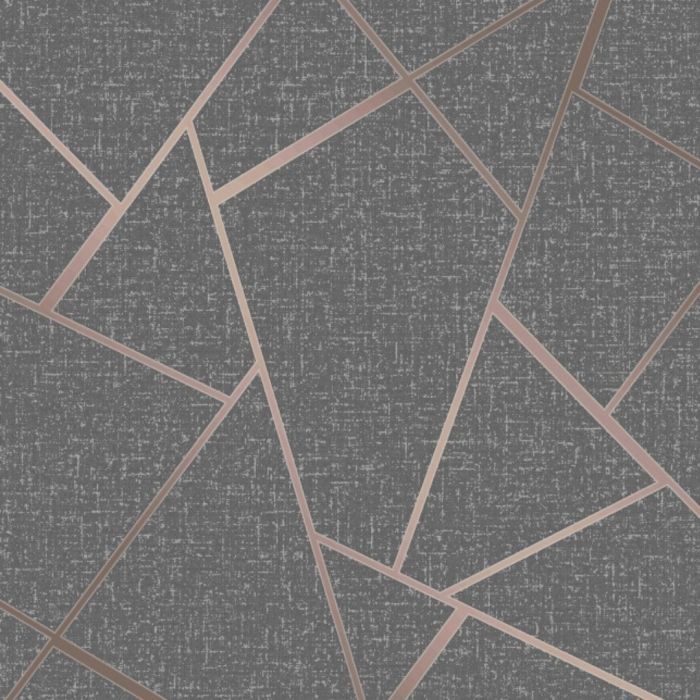 Quartz Fractal Wallpaper Rose Gold & Grey | | Fine Decor Wallpaper |  Decorating Centre Online