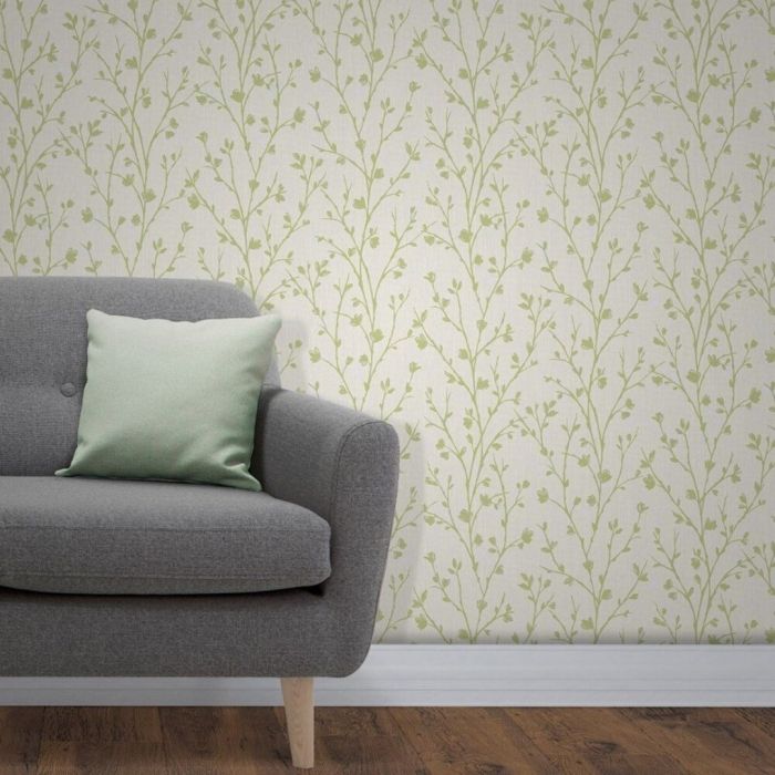 Twiggy Floral Wallpaper Green