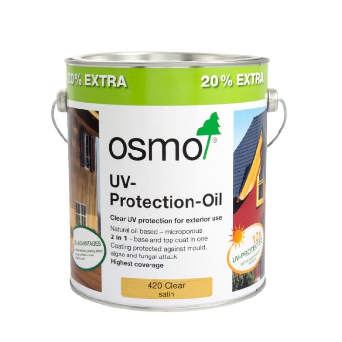 Osmo Exterior UV Protection Oil Extra - 420 Clear (Satin) - 3L (20% Extra Free)