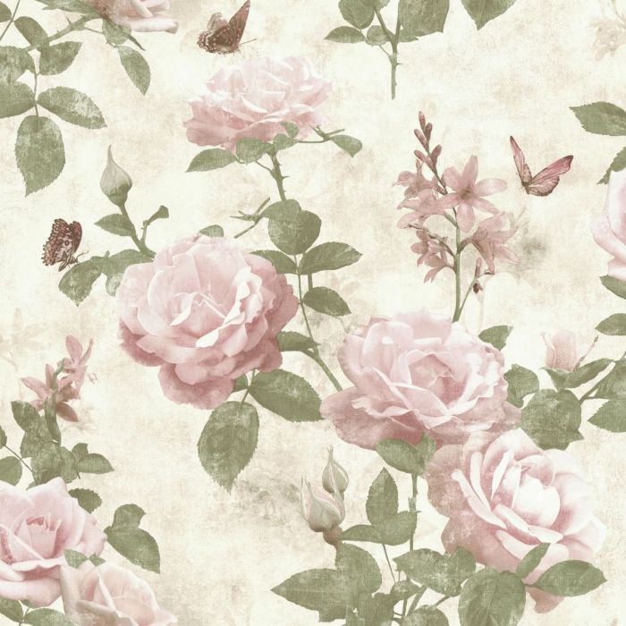 Vintage Rose Wallpaper Pink