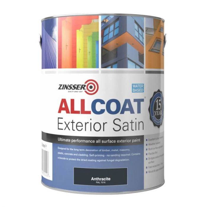 Zinsser AllCoat Interior & Exterior Satin Paint - RAL7016 Anthracite Grey