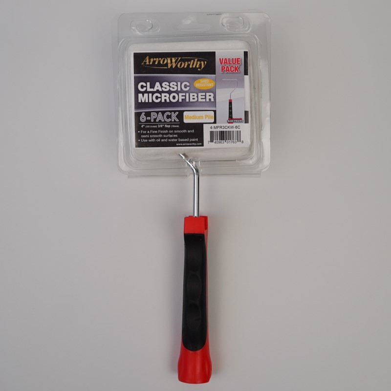 Arroworthy Classic Microfiber 4" Roller Frame & Sleeves (6 Pack) - Medium Pile