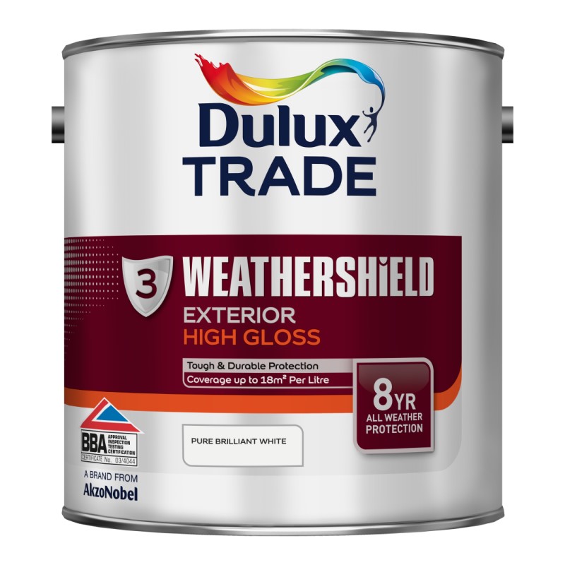 Dulux Trade Weathershield Exterior High Gloss (Oil-Based) - Pure Brilliant White