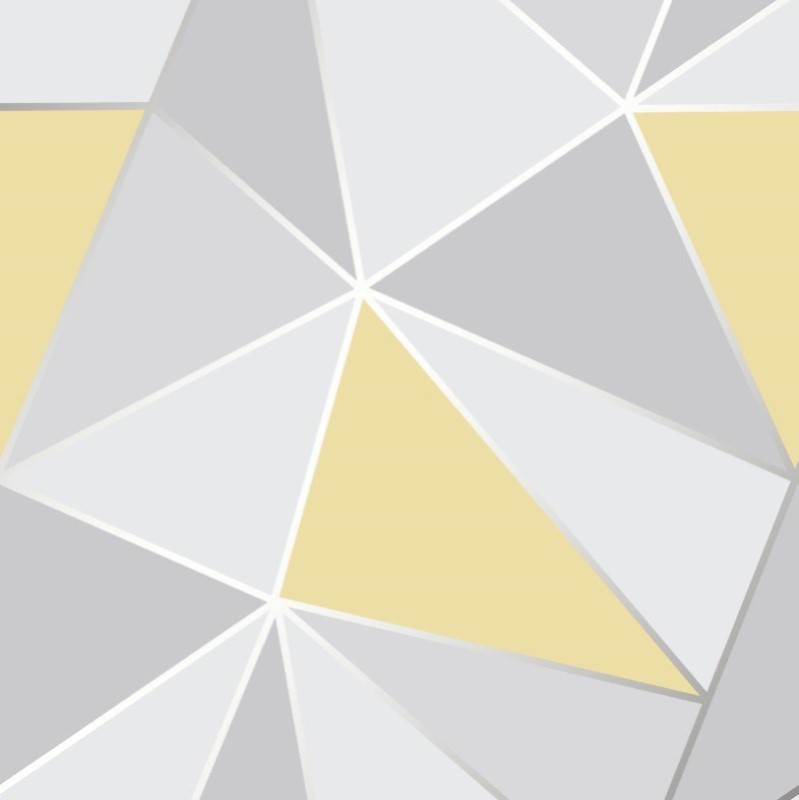 Apex Metallic Geometric Wallpaper Mustard & Grey
