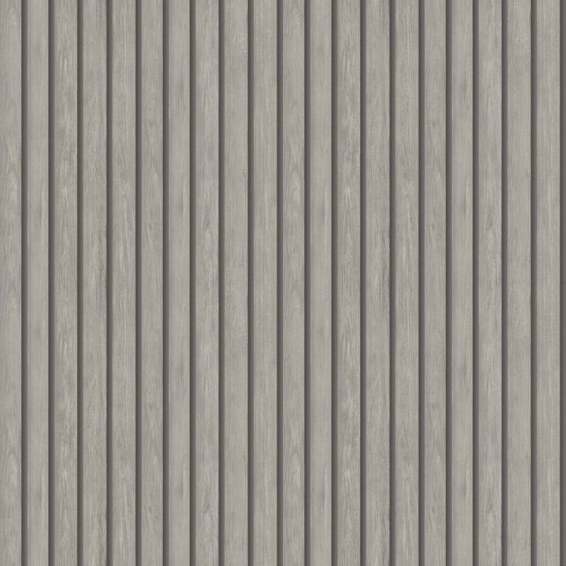 Wooden Slat Panelled Wallpaper Grey