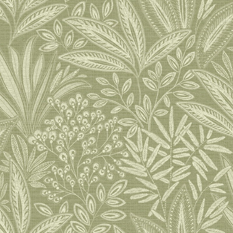 Crown Sahara Leaf Fern Wallpaper - Green
