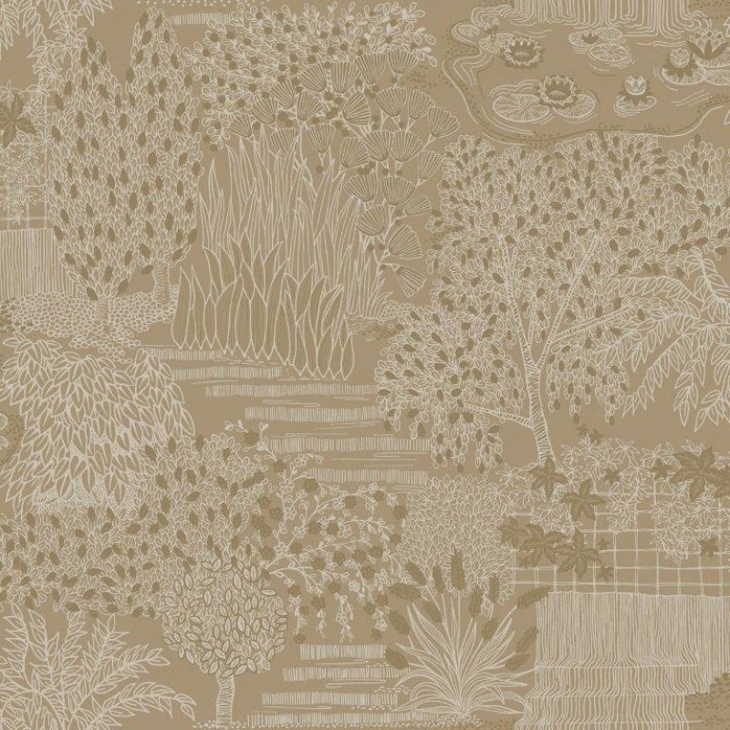Mirissa Japanese Garden Wallpaper - Gold