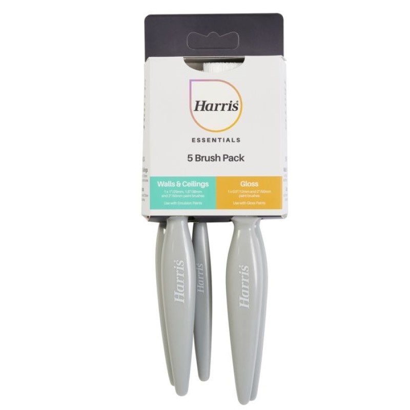 Harris Essentials Wall and Ceiling and Gloss 5 Brush Pack