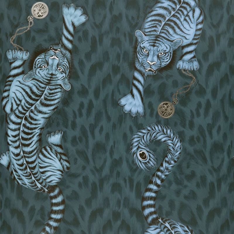 Clarke & Clarke Tigris Wallpaper- Navy